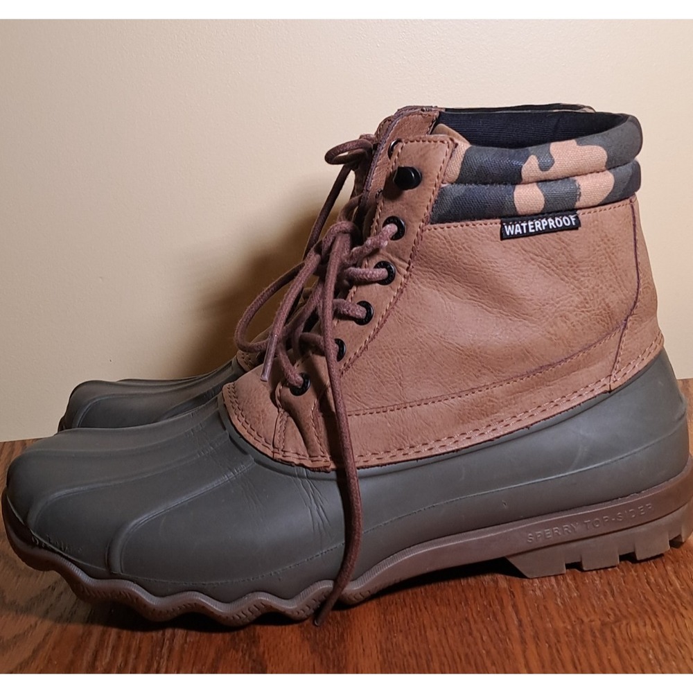 Sperry Men's Brewster Waterproof Ankle Lace-up Duck Boots 9.5 Memory Foam